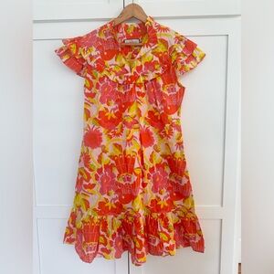 CK BRADLEY Floral Ruffle Dress in Pink & Orange Small